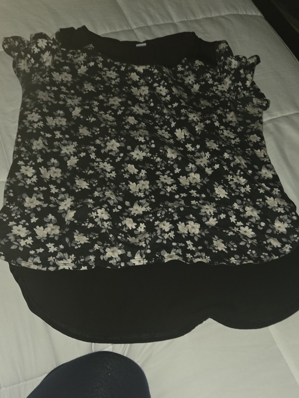 Old Navy Black Floral Ruffle Sleeve Camisole